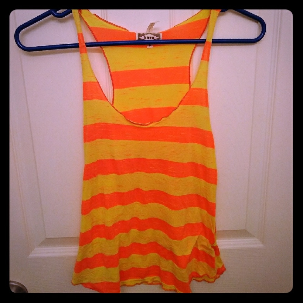 Kirra Yellow & Orange striped tank size S